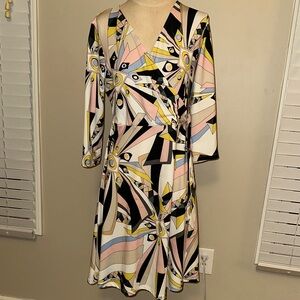 ISLE by Melis Kozan Geometric Print Wrap Dress